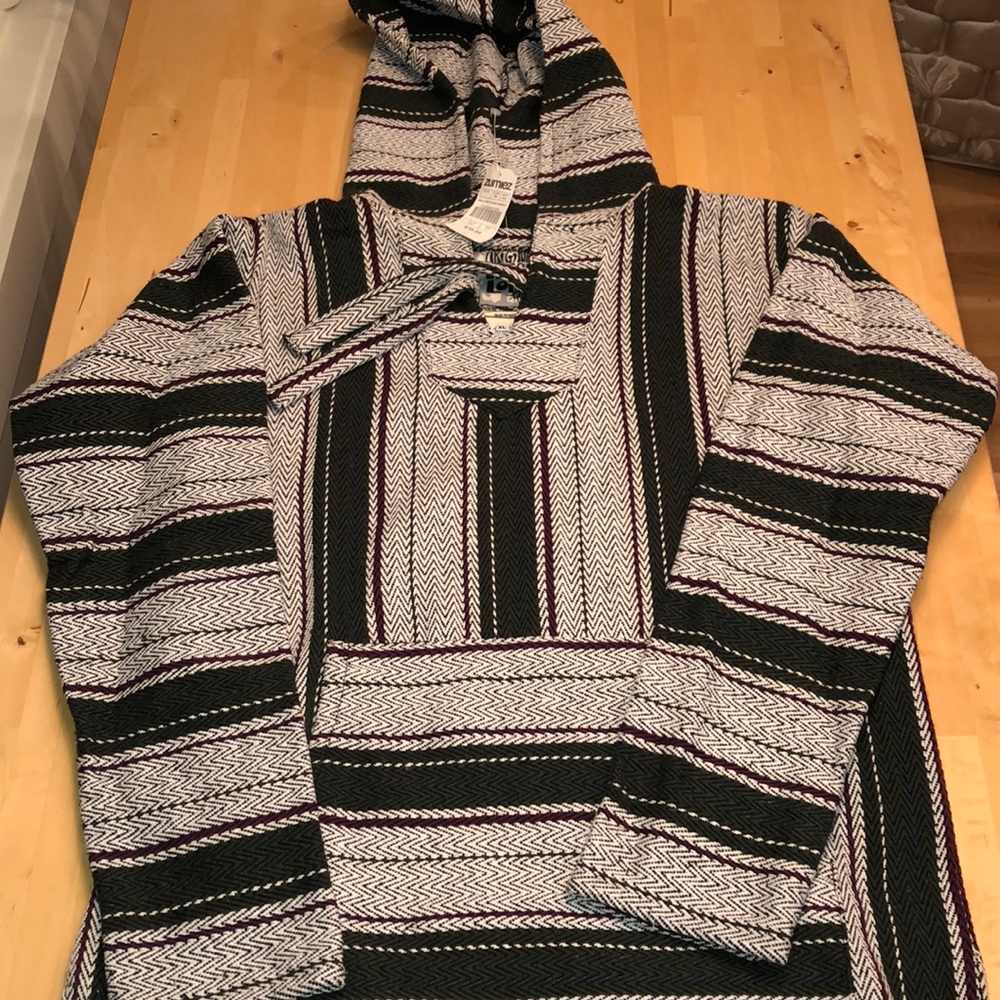 Zumiez woven stripe poncho sweater pullover